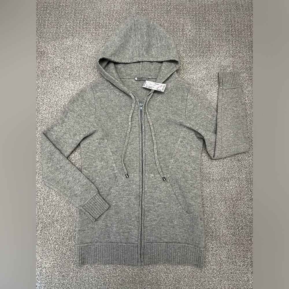 Timeless gray hoodie zip cashmere sweater